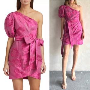 Monique Lhuillier One-Shoulder Pink Mini Dress